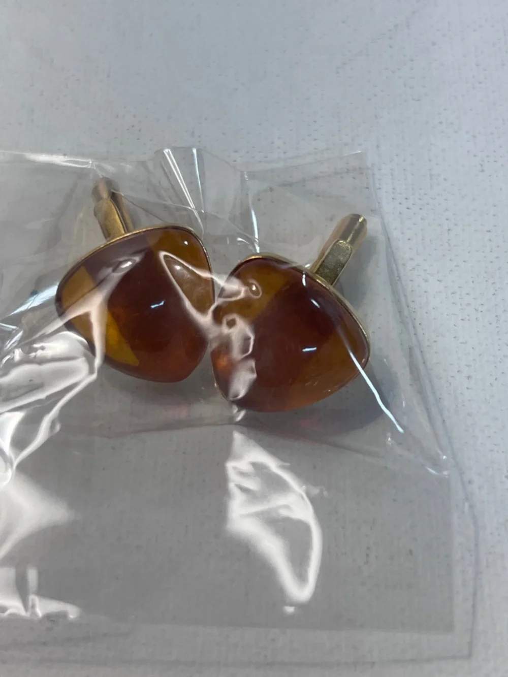 Vintage triangular amber cufflinks